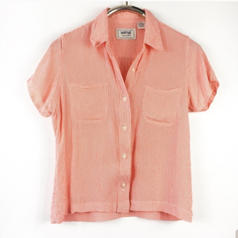 Vintage Short Sleeve Button Up Blouse